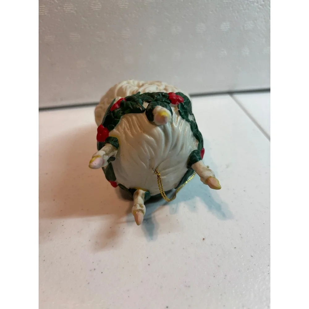 Vintage Santa Claus Head Christmas Ornament‎ with Candles Holly Berries